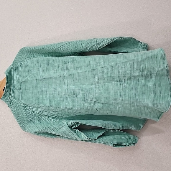 Free People Summer Daydream Button Down Linen Top In Mint - Picture 7 of 8